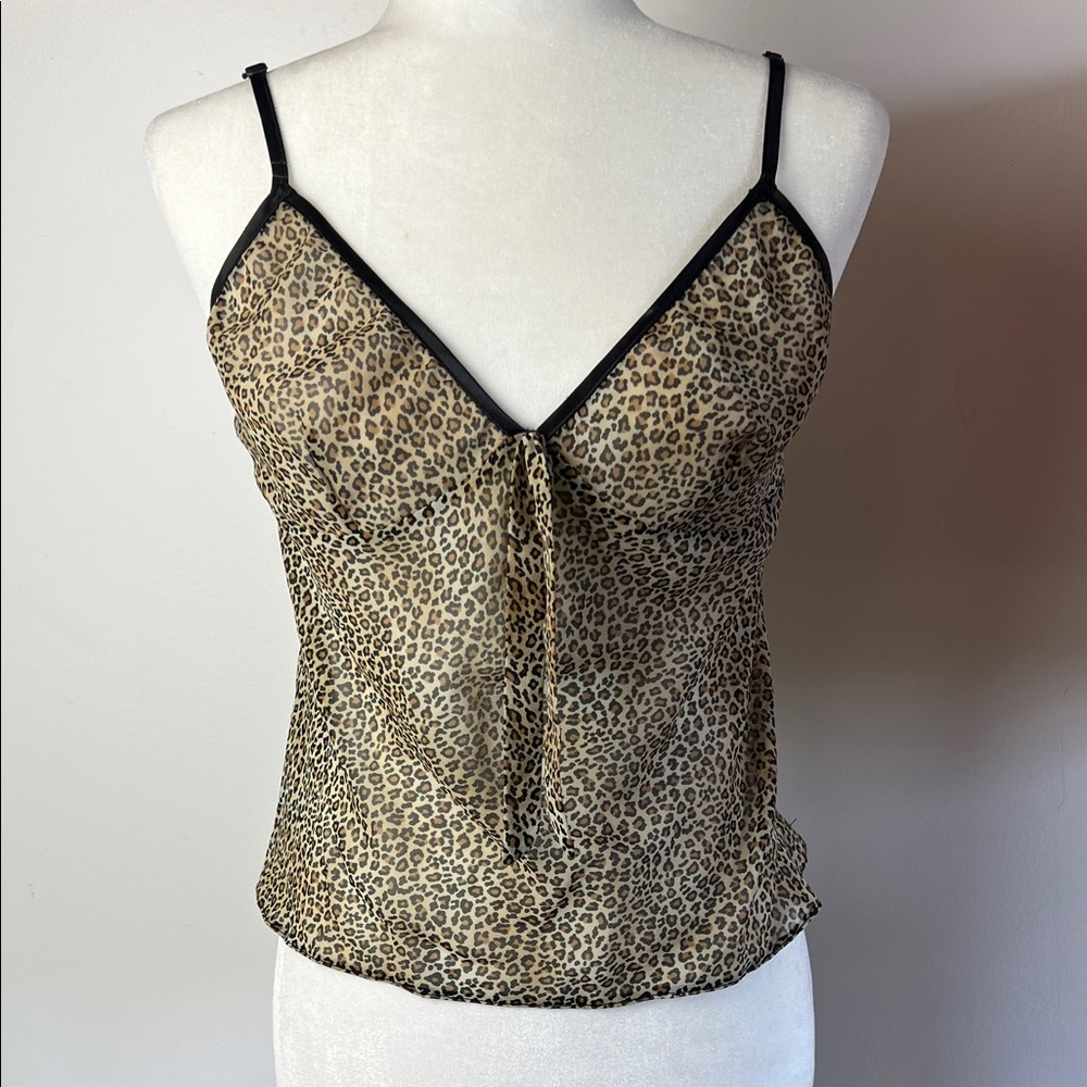 Leopard Print Sheer Y2K Camisole Top